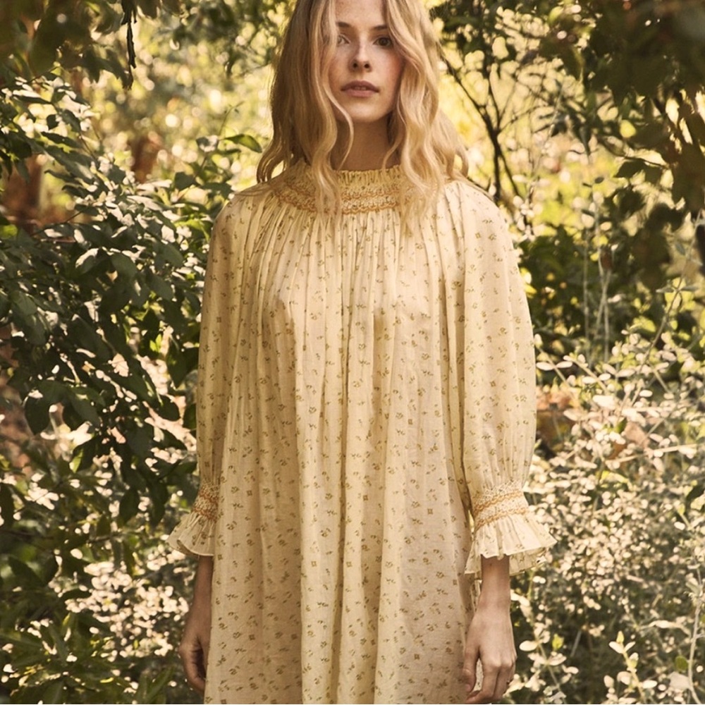 EUC DÔEN Lapis Nightgown in Golden Sweet Pea, XS